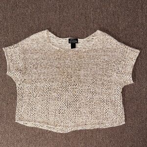 Beige “TORN” BY RONNY KOBO Knit Short Sleeve Sweater